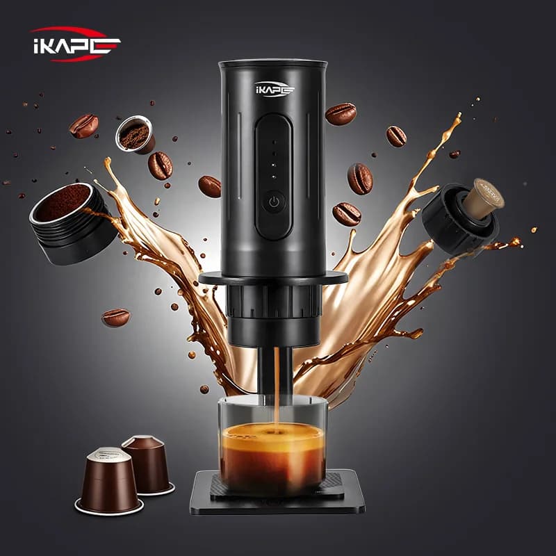 Macchina da caffè manuale portatile per capsule e caffè macinato